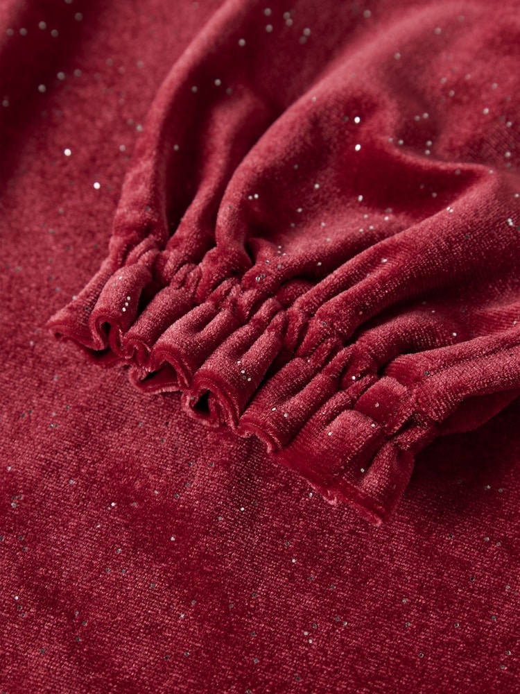 Name It Red Glittery Velvet Peter Pan Collar Dress - Image 3 of 3 Name It Red Glittery Velvet Peter Pan Collar Dress - Image 3 of 3