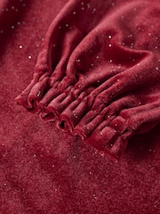 Name It Red Glittery Velvet Peter Pan Collar Dress - Image 4 of 4