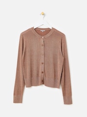 Oliver Bonas Brown Sparkle Crew Neck Cardigan - Image 1 of 6