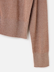 Oliver Bonas Brown Sparkle Crew Neck Cardigan - Image 5 of 6
