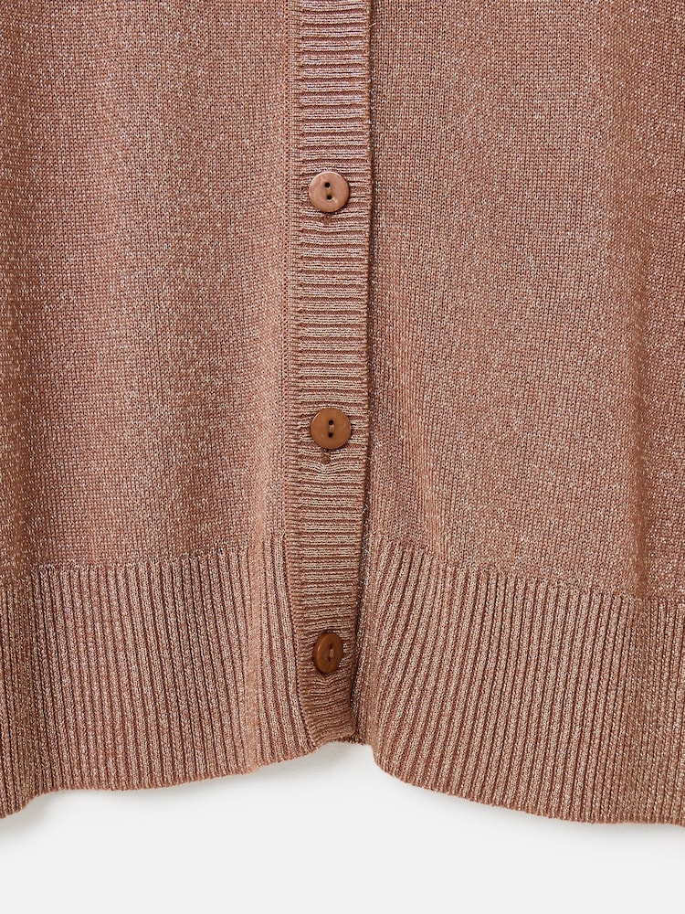 Oliver Bonas Brown Sparkle Crew Neck Cardigan - Image 6 of 6