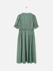 Oliver Bonas Green Polka Dot V-Neck Midi Dress - Image 2 of 5