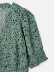 Oliver Bonas Green Polka Dot V-Neck Midi Dress - Image 4 of 5