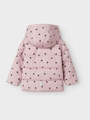 Name It Purple Heart Print Corduroy Puffer Jacket - Image 2 of 2