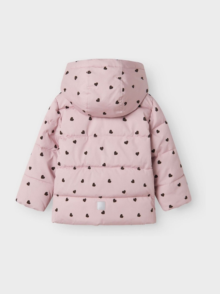 Name It Purple Heart Print Corduroy Puffer Jacket - Image 2 of 2 Name It Purple Heart Print Corduroy Puffer Jacket - Image 2 of 2