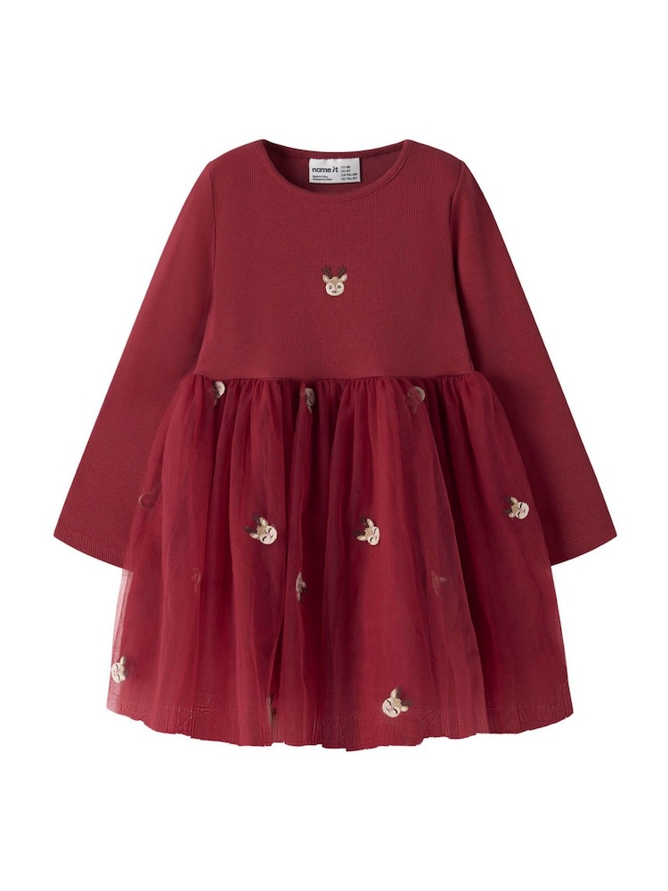 Name It Red Tulle Candy Cane Christmas Dress - Image 1 of 2
