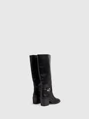 River Island Black Faux Leather Buckle High Leg Boots - Image 3 of 5