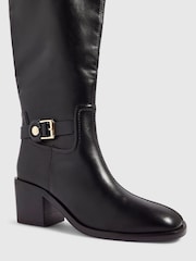 River Island Black Faux Leather Buckle High Leg Boots - Image 4 of 5