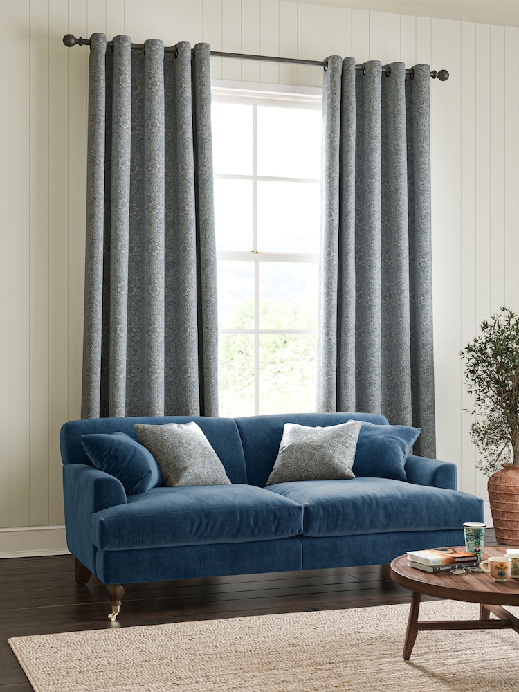 William Morris At Home Blue Marigold Woven Made to Measure Curtains - Image 2 of 9