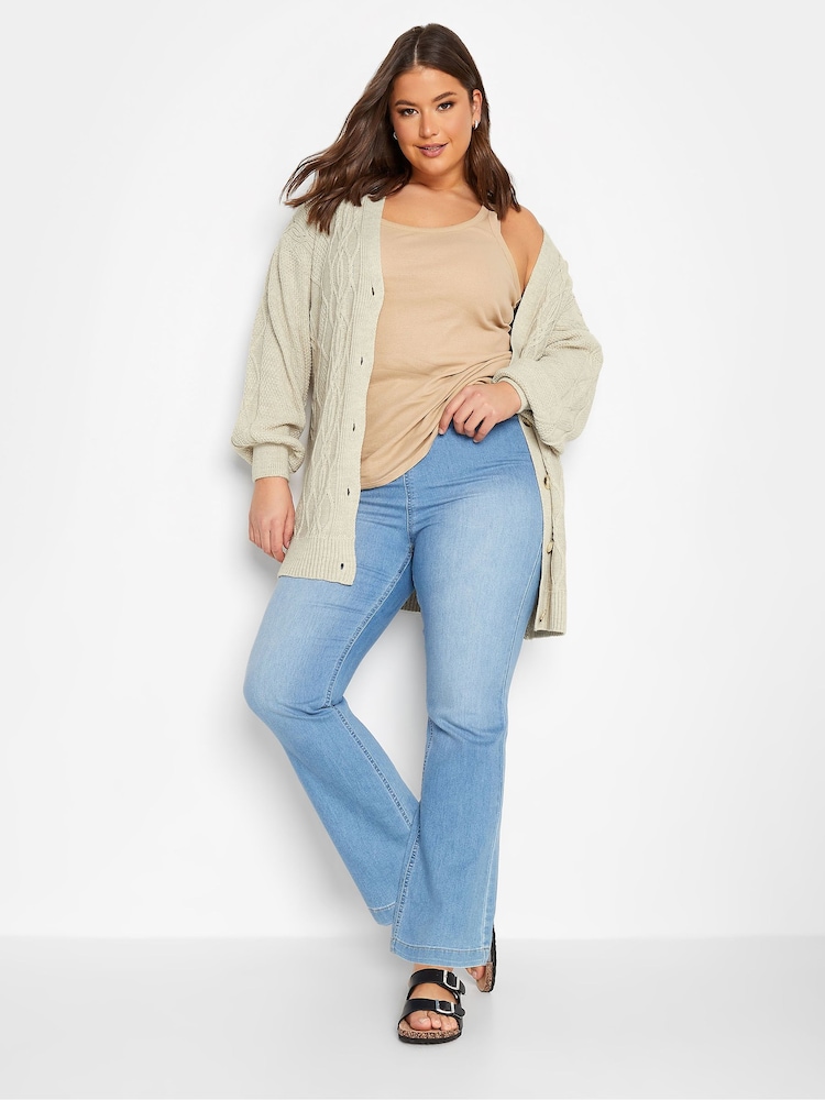 Yours Curve Natural Button Through Knitted Cardigan - Image 2 of 4