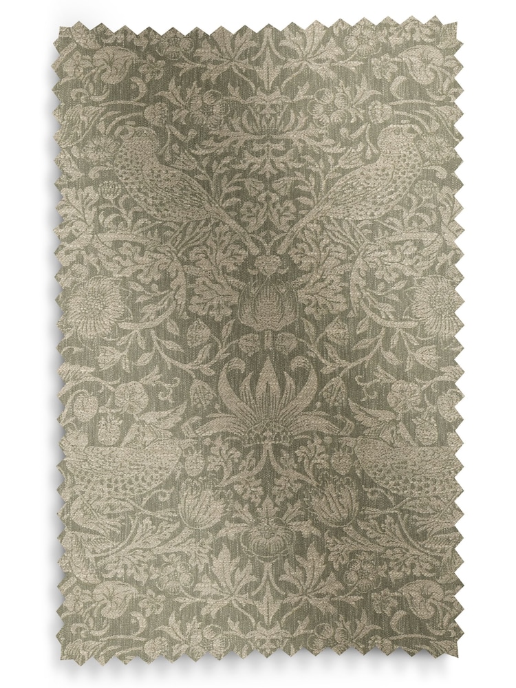 William Morris At Home Green Strawberry Thief Woven Made to Measure Curtains - Image 9 of 9