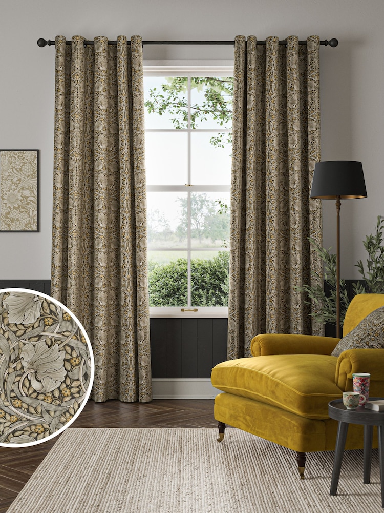 William Morris At Home Flint Grey Pimpernel Velvet Made to Measure Curtains - Image 1 of 9