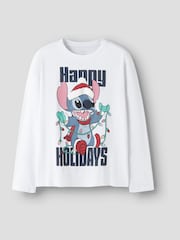 Name It White Disney Stitch Long Sleeve Christmas Top - Image 1 of 2