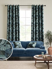 William Morris At Home Indigo Blue Acanthus Velvet Made to Measure Curtains - Image 1 of 9