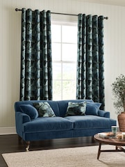 William Morris At Home Indigo Blue Acanthus Velvet Made to Measure Curtains - Image 2 of 9