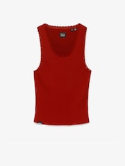 SUPERDRY Red Vintage Lace Trim Vest - Image 6 of 7