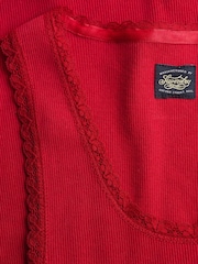 SUPERDRY Red Vintage Lace Trim Vest - Image 7 of 7