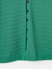 Oliver Bonas Green Textured Button Up Puff Sleeve Top - Image 5 of 5