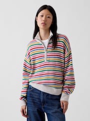 Mehrfarbig gestreift - Gap CashSoft Oversized Half-Zip Pullover Jumper - Bild 1 von 4