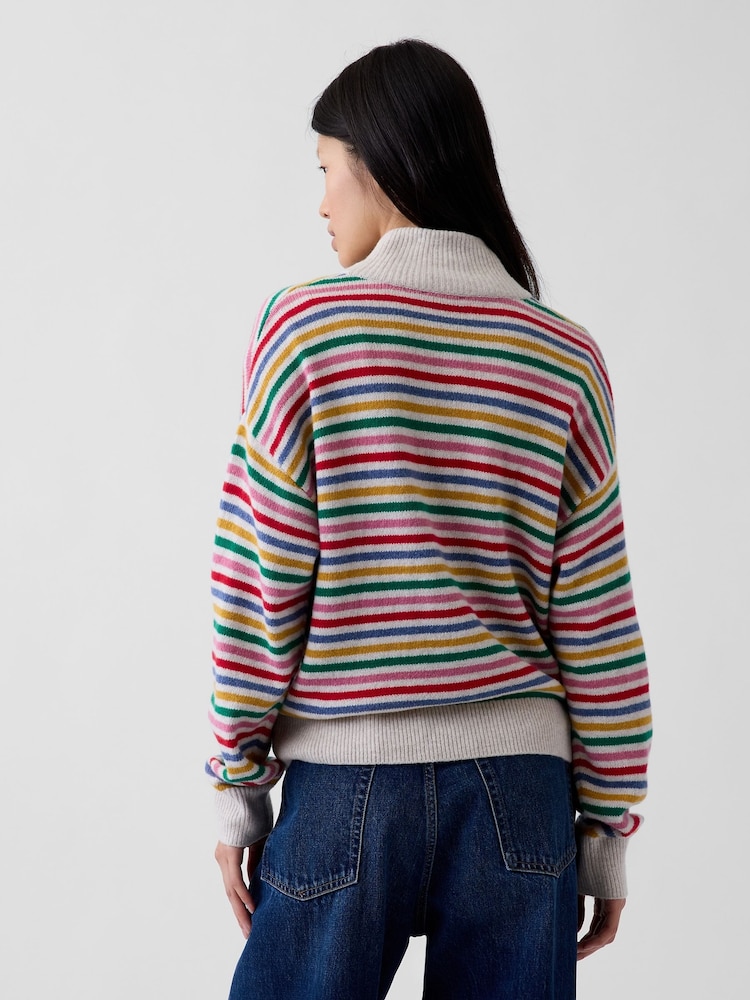 Mehrfarbig gestreift - Gap CashSoft Oversized Half-Zip Pullover Jumper - Bild 2 von 4 Mehrfarbig gestreift - Gap CashSoft Oversized Half-Zip Pullover Jumper - Bild 2 von 4