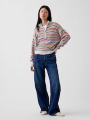 Mehrfarbig gestreift - Gap CashSoft Oversized Half-Zip Pullover Jumper - Bild 3 von 4