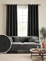 William Morris At Home Charcoal Grey Marigold Velvet Made to Measure Curtains - Image 1 of 9