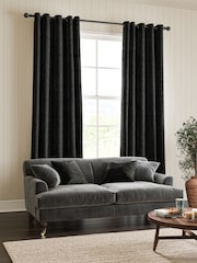 William Morris At Home Charcoal Grey Marigold Velvet Made to Measure Curtains - Image 2 of 9