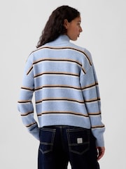 Blue & Brown Stripe - Gap CashSoft Oversized Half-Zip Pullover Jumper - Bild 2 von 4
