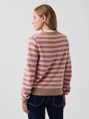 Gap Brown & Pink Stripe CashSoft Crew Jumper - Image 2 of 4