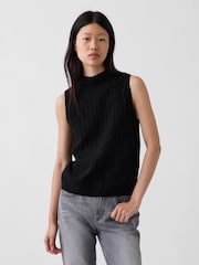 Gap Black CashSoft Cable-Knit Vest - Image 1 of 4