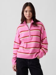 Pink und Rot gestreift - Gap CashSoft Oversized Half-Zip Pullover Jumper - Bild 1 von 4