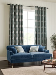 William Morris At Home Blue Marigold Tree Embroidery Made to Measure 100% Cotton Curtains - Image 2 of 9