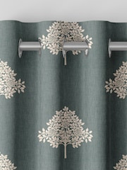 William Morris At Home Blue Marigold Tree Embroidery Made to Measure 100% Cotton Curtains - Image 7 of 9