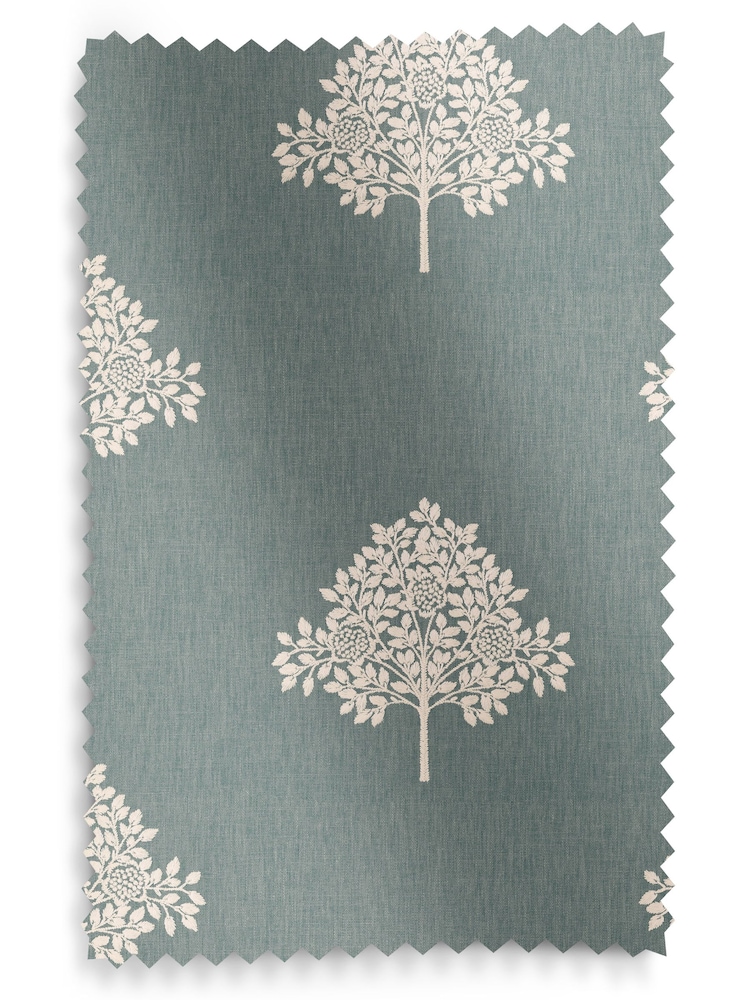 William Morris At Home Blue Marigold Tree Embroidery Made to Measure 100% Cotton Curtains - Image 9 of 9