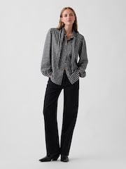 Gap Black/White Check Tie-Neck Shirt - Image 3 of 4