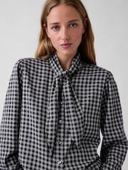 Gap Black/White Check Tie-Neck Shirt - Image 4 of 4