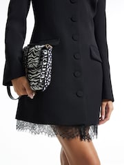 River Island Black Lace Trim Blazer Dress - Image 4 of 4