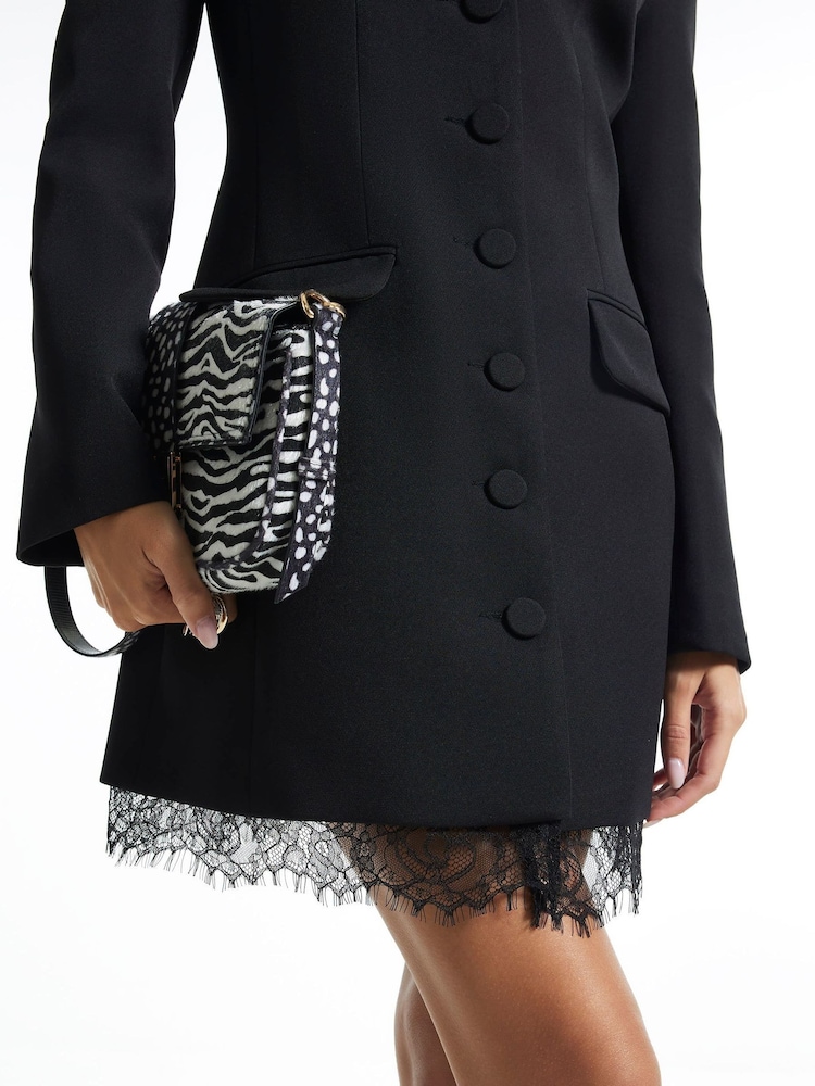 River Island Black Lace Trim Blazer Dress - Image 4 of 4