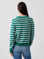 Gap Green & Blue Stripe CashSoft Crew Jumper - Image 2 of 4