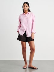 JAG Pink Gigi Linen Relaxed Shirt - Image 6 of 6