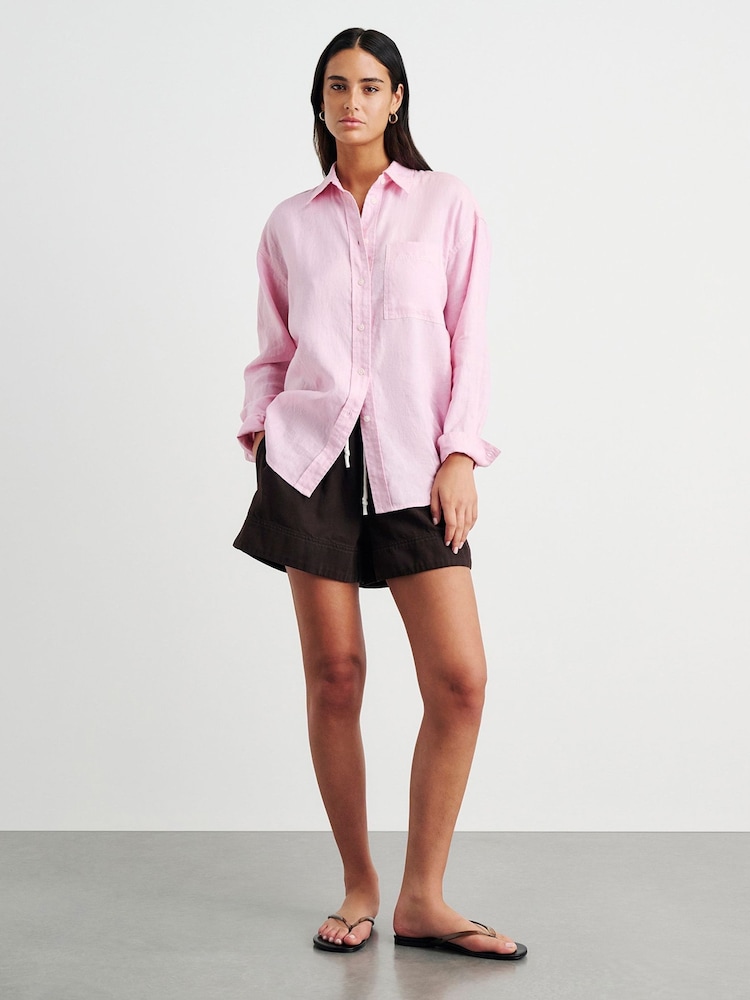 JAG Pink Gigi Linen Relaxed Shirt - Image 6 of 6 JAG Pink Gigi Linen Relaxed Shirt - Image 6 of 6