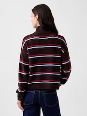 Brown & Red Stripe - Gap CashSoft Oversized Half-Zip Pullover Jumper - Bild 2 von 4