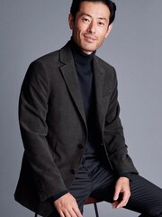 Charles Tyrwhitt Grey Italian Moleskin Slim Fit Jacket - Image 4 of 6