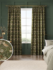 William Morris At Home Green Strawberry Thief Made to Measure Curtains - Image 1 of 9