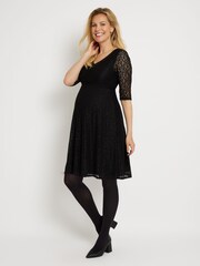 JoJo Maman Bébé Black V Neck Lace Dress - Image 1 of 1
