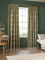 William Morris At Home Green Pimpernel Velvet Made to Measure Curtains - Image 2 of 9