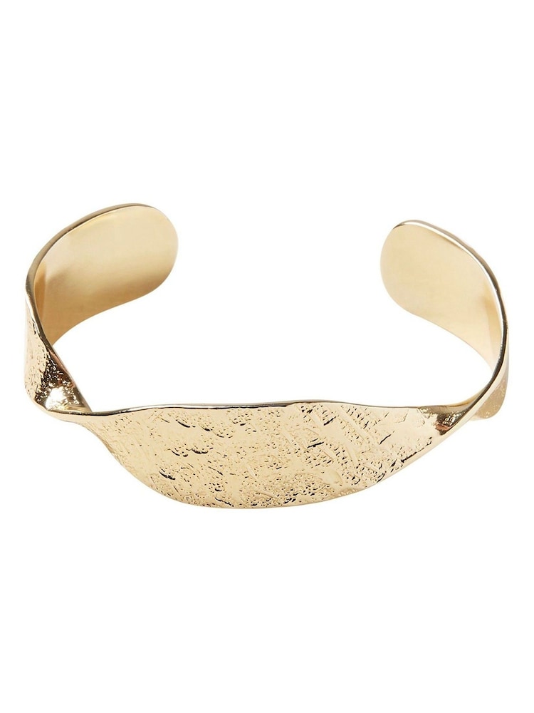 Oliver Bonas Gold Plated Sculptural Twist Cuff Bangle - Image 1 of 2