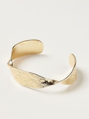 Oliver Bonas Gold Plated Sculptural Twist Cuff Bangle - Image 2 of 2