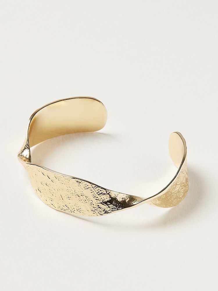 Oliver Bonas Gold Plated Sculptural Twist Cuff Bangle - Image 2 of 2