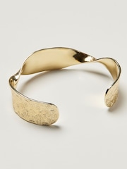 Oliver Bonas Gold Plated Sculptural Twist Cuff Bangle - Image 3 of 5